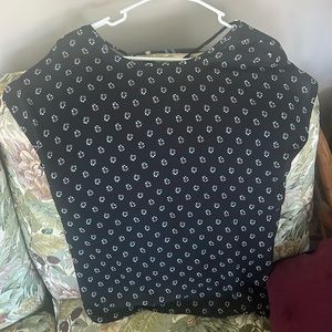 LOFT Outlet Mixed Media Black Floral Top in XS